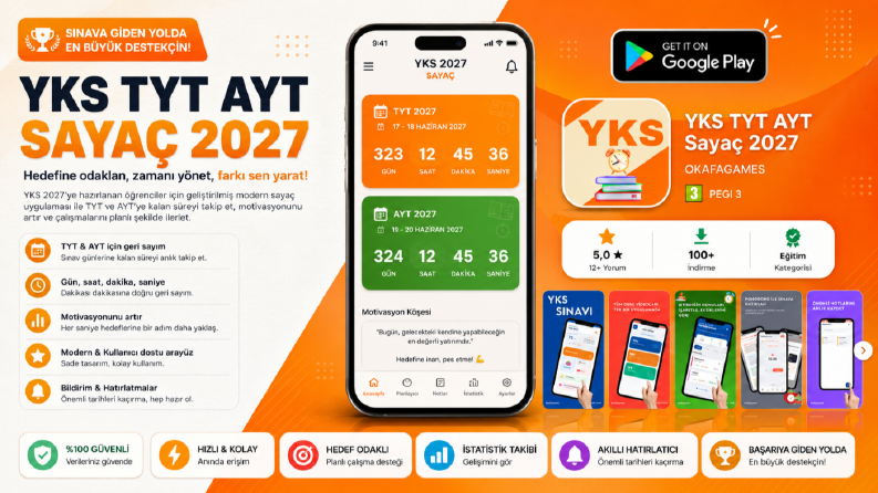 YKS TYT AYT Sayaç 2027 Mobil Uygulama 