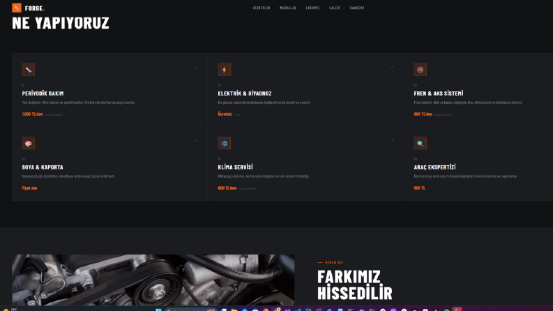FORGE – Oto Servis & Tamirci Web Sitesi