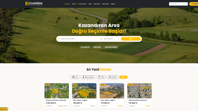 investtime.com.tr — Arsa Yatırım Platformu
