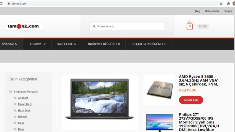 tamon2.com - e-ticaret sitesi