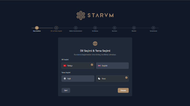 StarVM Projesi için Otomasyon Altyapısı ve Frontend
