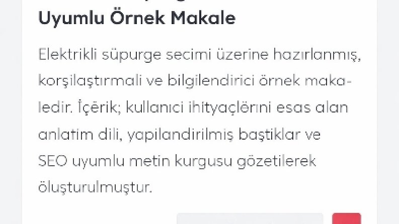 Elektrikli Süpürge Rehberi – SEO Uyumlu Örnek Makale