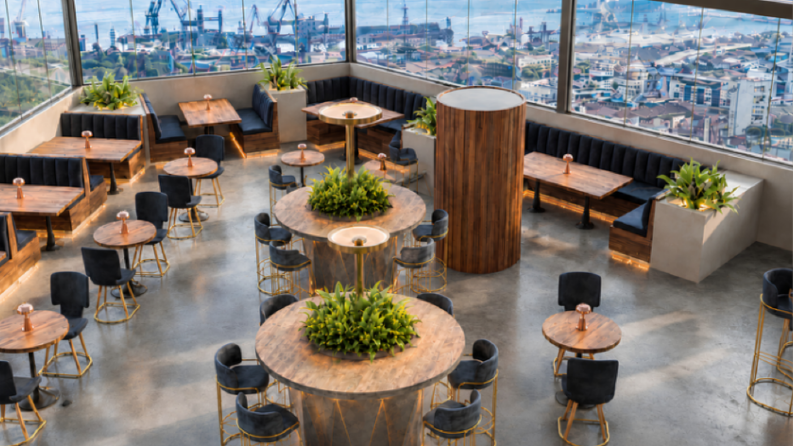 OTEL ROOFTOP RESTAURANT KONSEPT TASARIM PROJESİ
