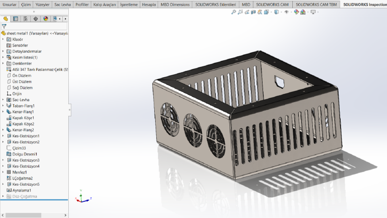 Sac Metal Levha Tasarımı (Solidworks)