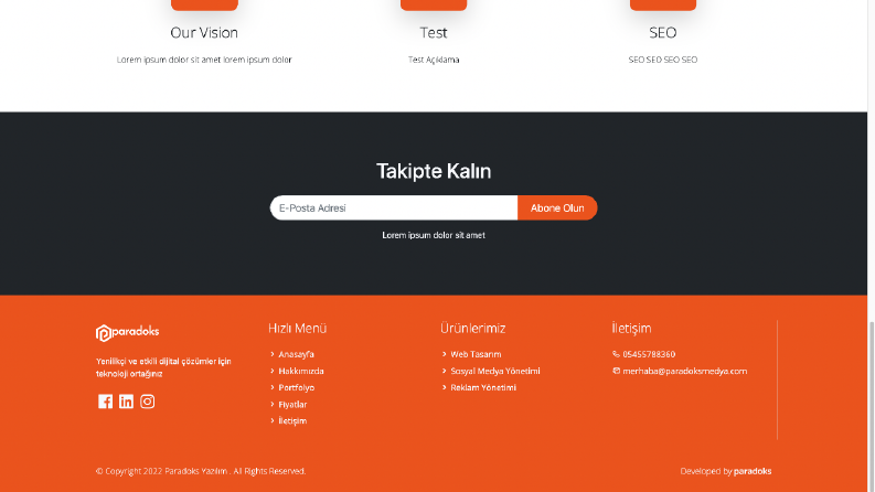 Hazır Profesyonel Kurumsal Websitesi / ParadoksV1