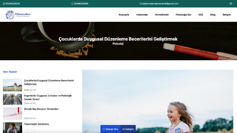 Uzman Psikolog Web Sitesi - Üst Düzey Deneyim