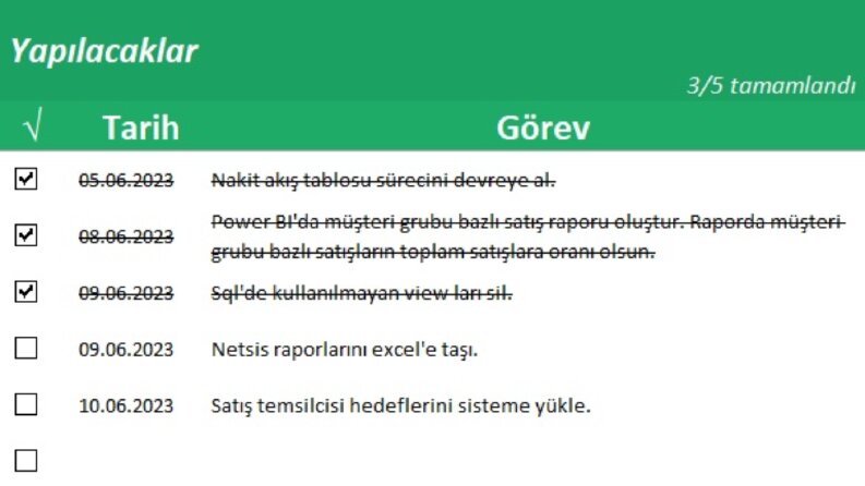 Yapılacaklar Listesi