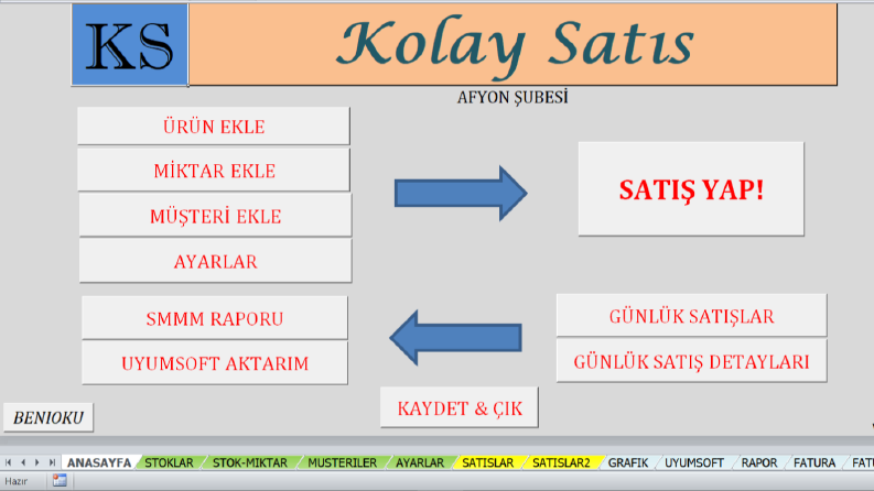 Excel ile Perakende Satış, Stok Takibi