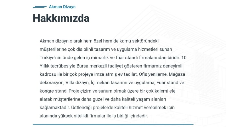 Akman Dizayn Web Sitesi Tanıtım Yazısı