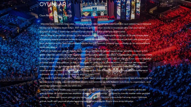 Oyunlar - Örnek Metin
