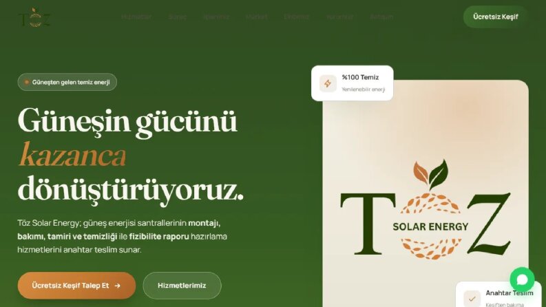 Töz Solar Energy | Güneş Enerjisi Kurumsal Web Sitesi