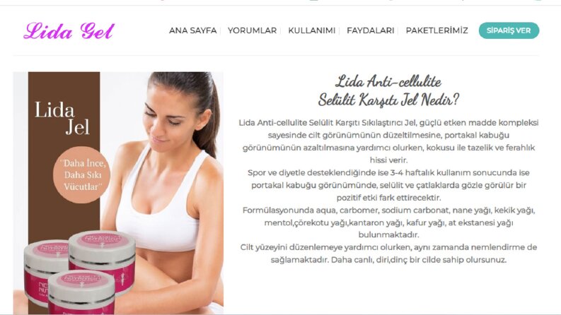 Lida Gel Selülit Kremi için yaptığımız web sayfası. 