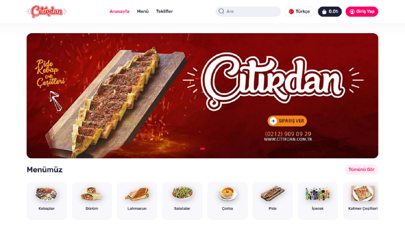 Sipariş Sistemi Web Sitesi Oluşturulmuştur 