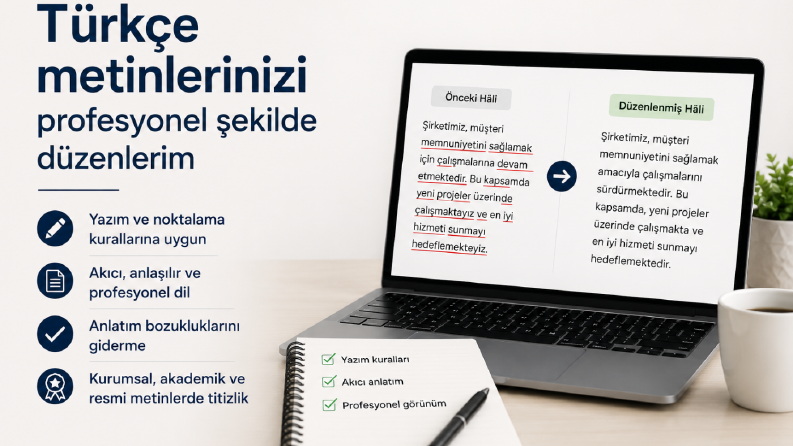 Türkçe metinlerinizi profesyonel şekilde düzenlerim