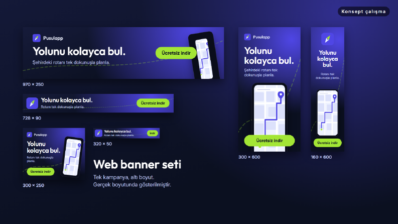 Konsept: Pusulapp — Web Banner Seti