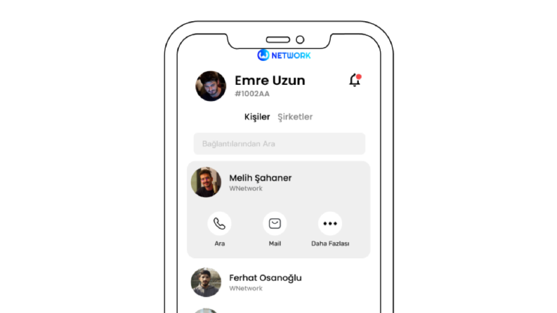 WNetwork Mobil Uygulama Arayüz Tasarımı