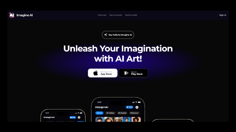 Imagine AI App Landing 