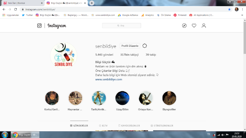 İnstagram Hesabımız (senbildiye)