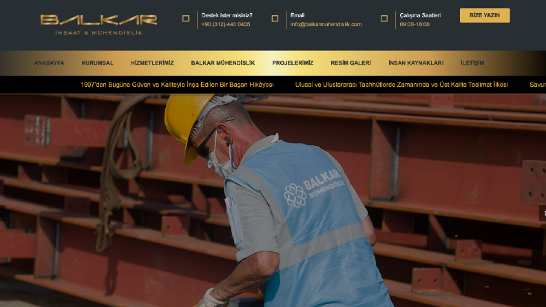 Balkar Mühendislik Web Yazılımı