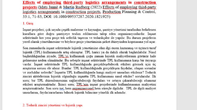 Makale analizi ve raporlaması