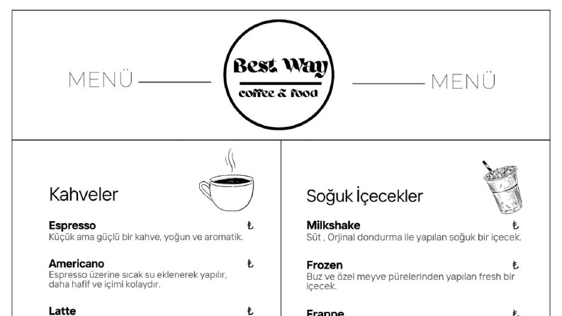 Kafe için menü tasarımı