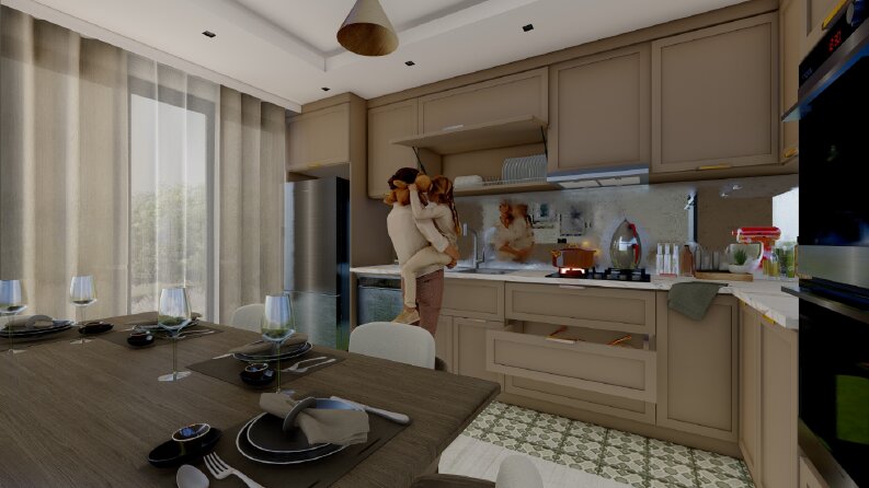 İç Mimari - Mutfak Tasarımı Render & Teknik çizim