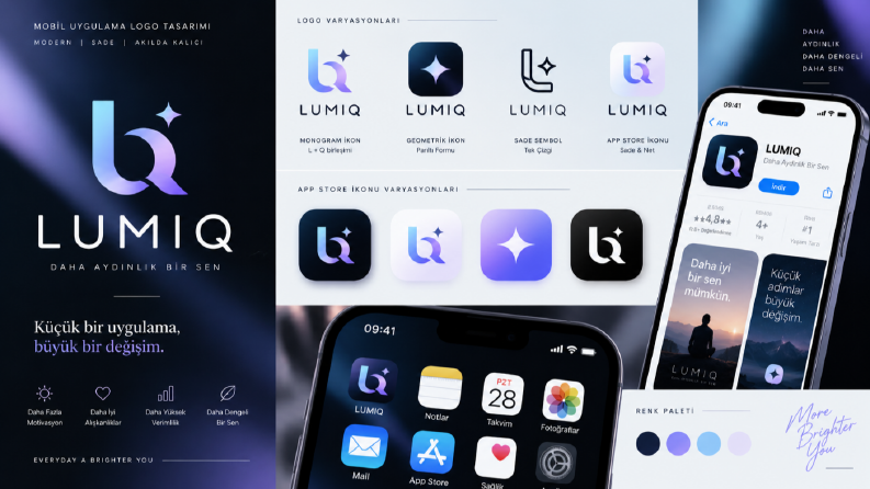 LUMIQ — Mobil Uygulama Logo ve İkon Konsepti