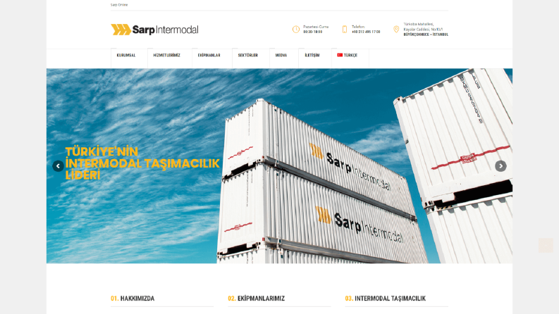 Sarp Intermodal kurumsal web sitesi
