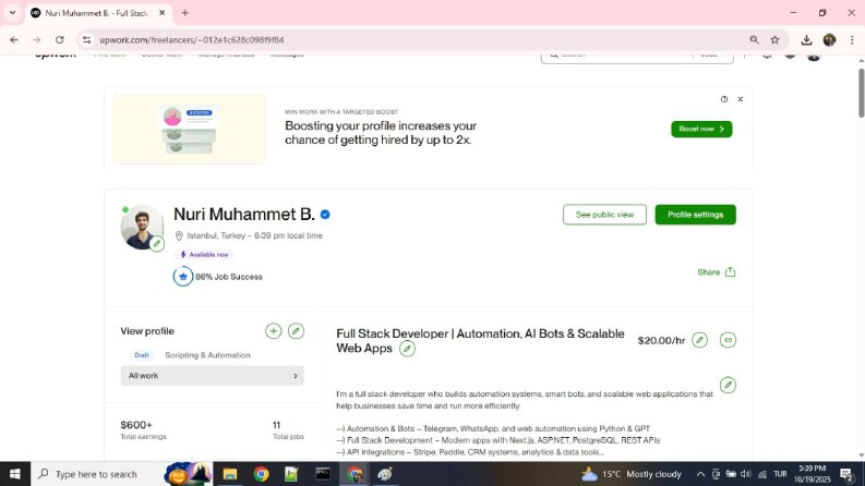 Upwork Deneyimim ve Uluslararası Projelerim