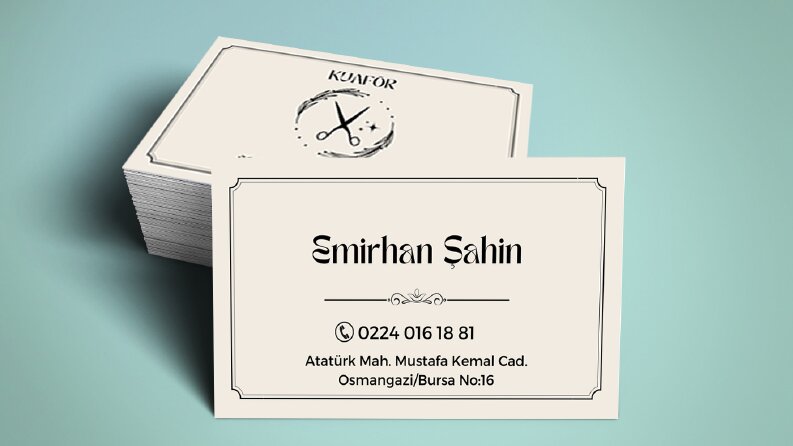 Emirhan Şahin - Kuaför Çalışanı Kartvizit Örneği