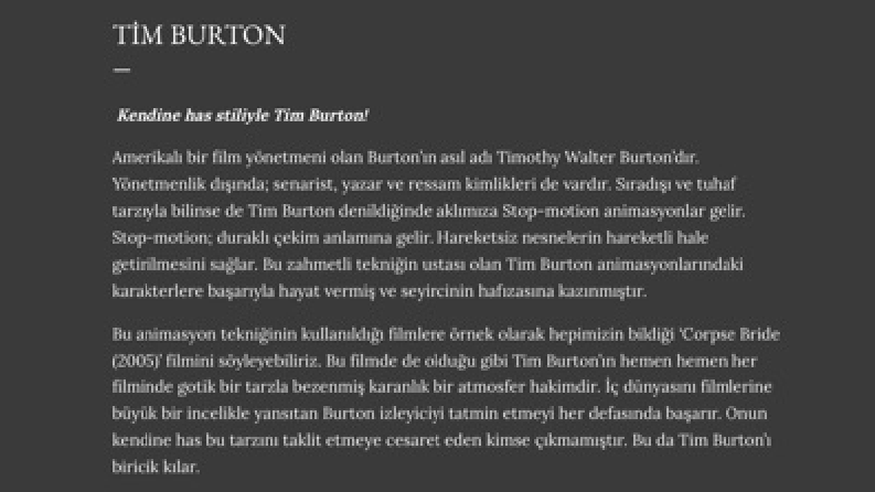 Kendine Has Stiliyle Tim Burton!