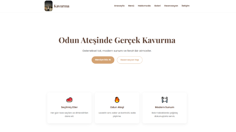 Panel Sistemli Kavurmacı Restoran Web Sitesi Tasarımı
