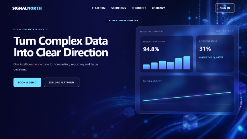 SignalNorth — İngilizce AI Platformu Web Konsepti