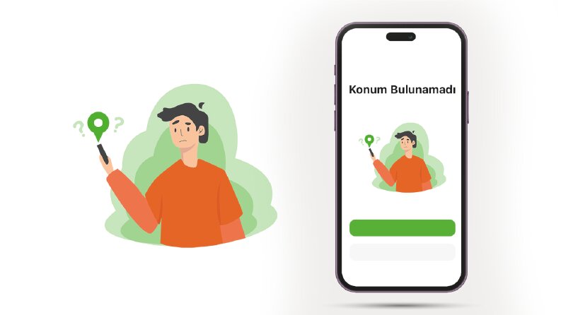 Konum bulunamadı ekranı için illüstrasyon çalışması