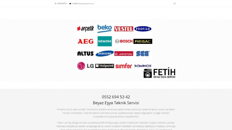 Fetih Beyaz Eşya Servisi - Web Sitesi