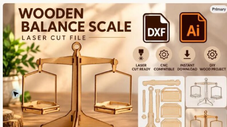 Ahşap Denge Terazisi – Lazer ve CNC Kesim Tasarımı