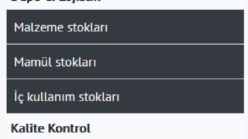 Satınalma, Depo, Lojistik, Kalite kontrol