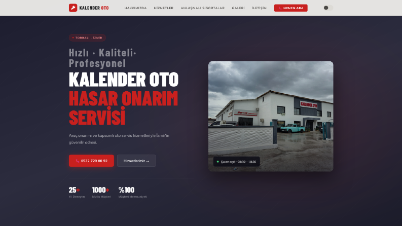 Kalender Oto - Kurumsal Web Sitesi