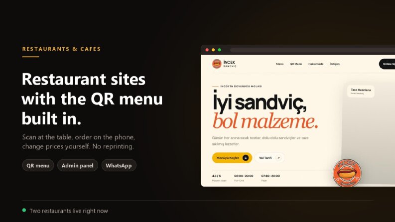 Online sipariş sistemi + QR menü + admin panel
