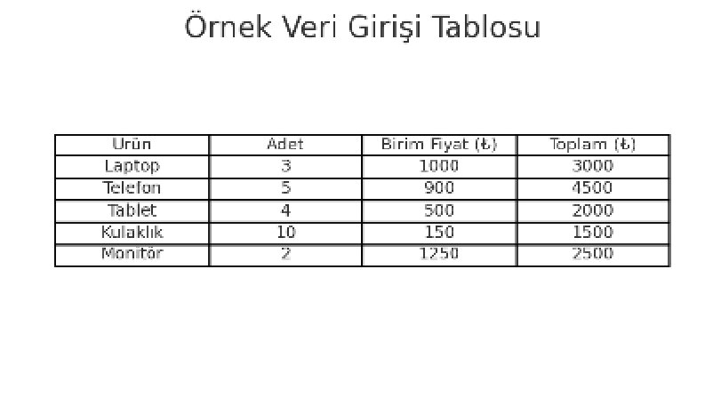 Ürün ve Veri Girişi Çalışmaları