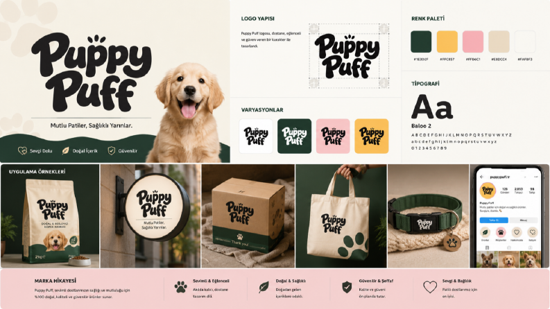 Puppy Puff Logo Tasarımı ve Marka Kimliği 