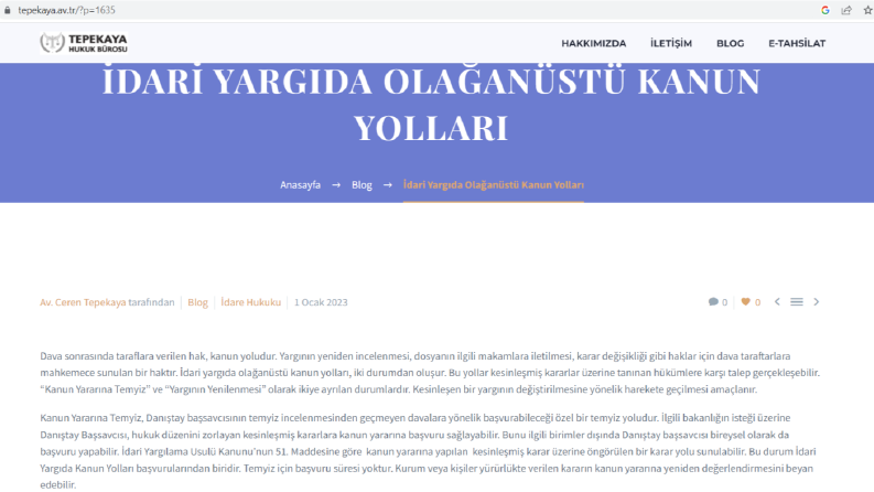 Tepekaya Hukuk- Blog Yazısı