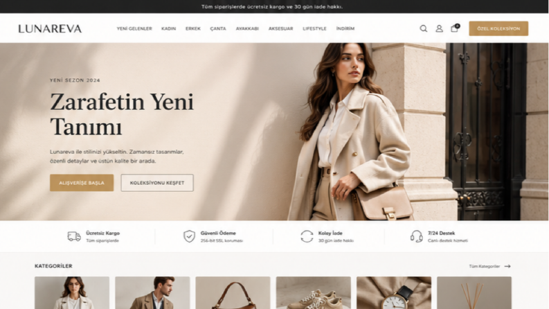 Lunareva Moda E-Ticaret Sitesi Tasarımı