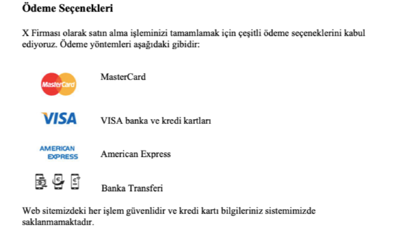 E-Ticaret İçin Gerekli Metinler