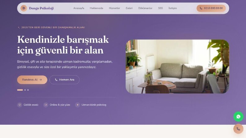 Psikolog & Terapistler İçin Profesyonel Web Sitesi