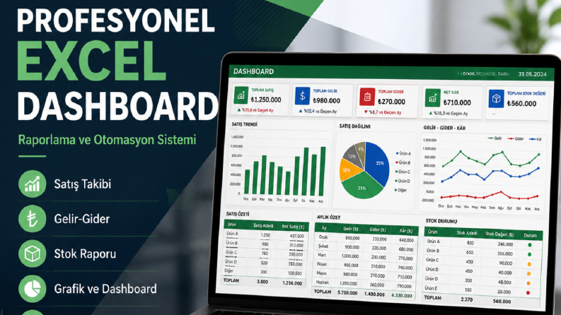 Profesyonel Excel Dashboard ve Raporlama Sistemi  Kısa açıkl