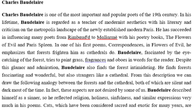 İngilizce Charles Baudelaire Sözleri Analizi