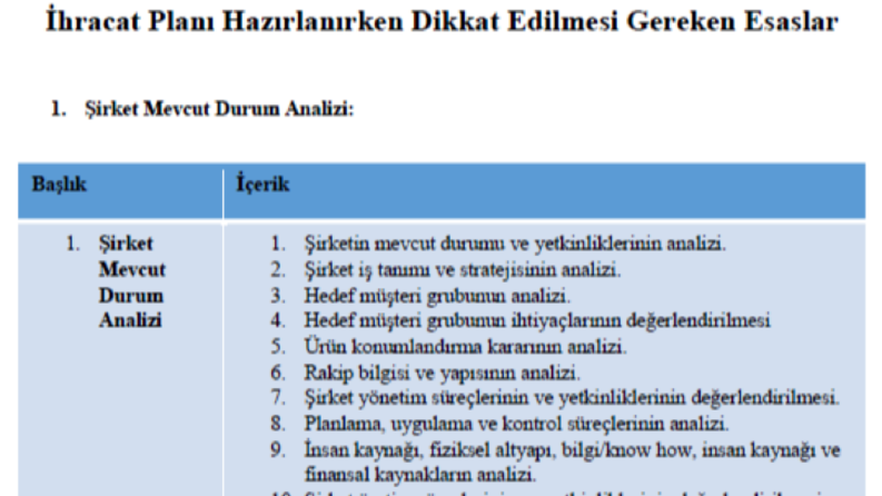 5 yıllık ihracat destek planı hazırlama hizmetim