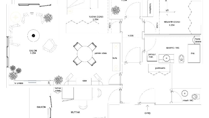 zu evi yerleşim planı çalışması