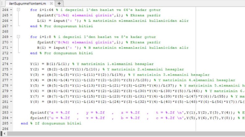 İleri Süpürme Yöntemi MATLAB Projesi